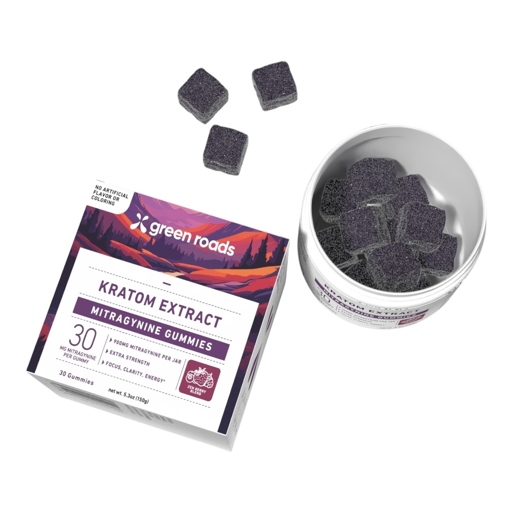 GREEN ROADS KRATOM EXTRACT 900MG MITRAGYNINE GUMMIES  30CT JAR