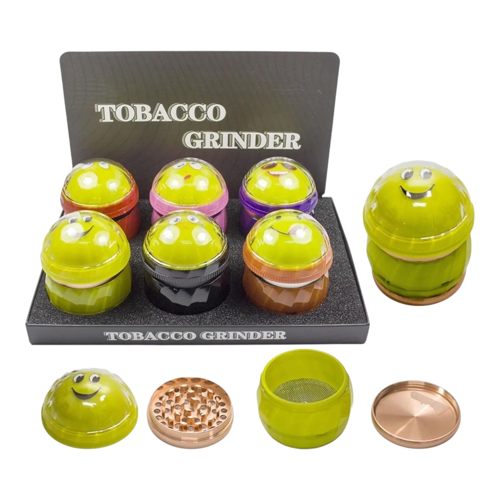 TOBACCO GRINDER WITH HALF BALL LID DESIGN 4 PARTS #GR360 BOX OF 6