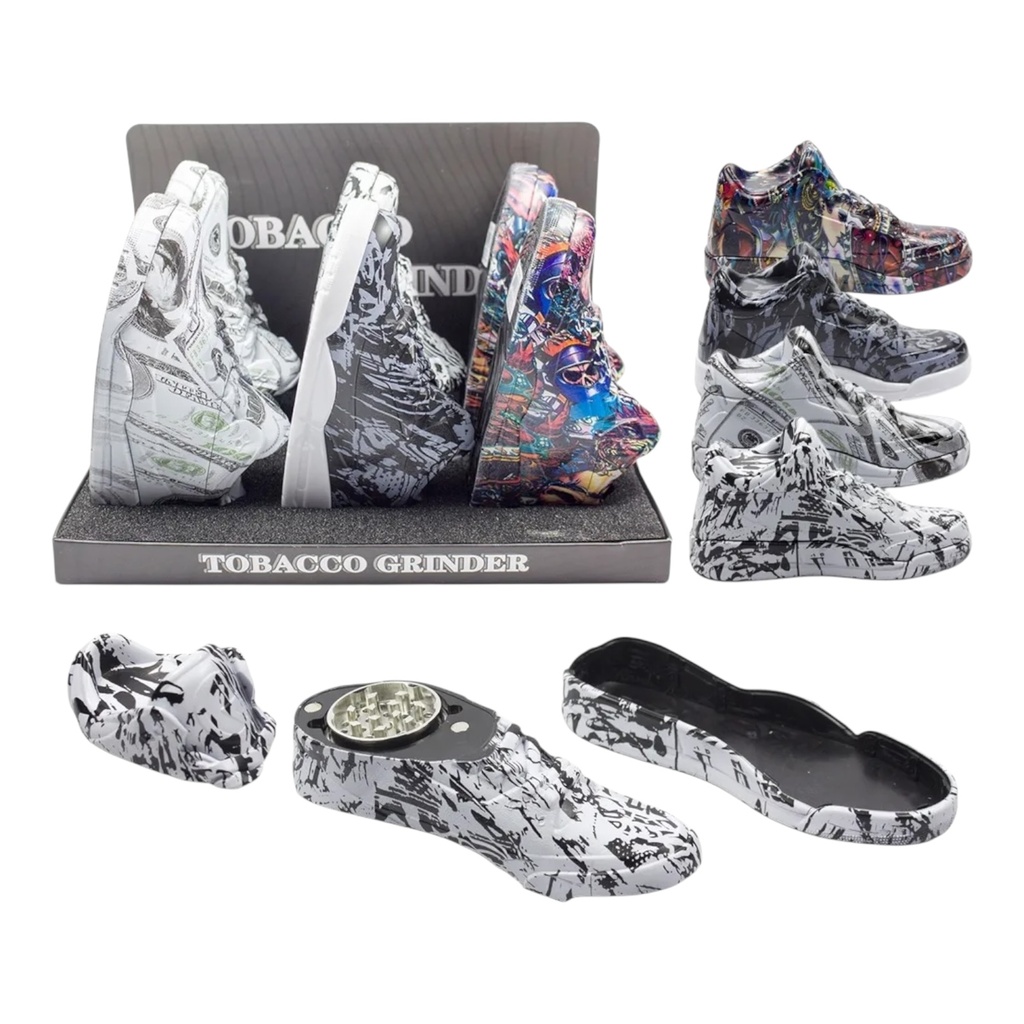 TOBACCO GRINDER SNEAKER SHOE DESIGN 3 PARTS #GR355 BOX OF 6
