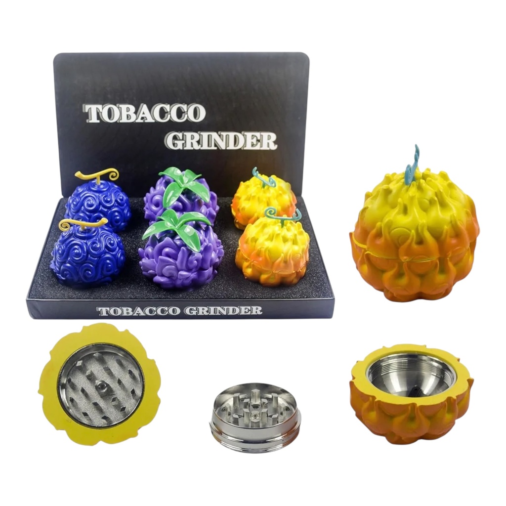 TOBACCO GRINDER FRUIT DESING 3 PARTS #GR345 BOX OF 6