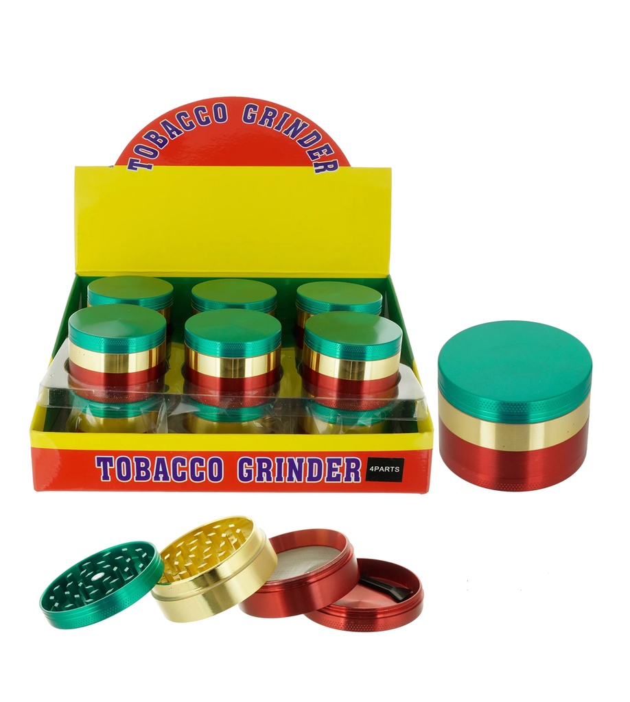 TOBACCO GRINDER RASTA GYRR 4 PARTS #GR131 BOX OF 12