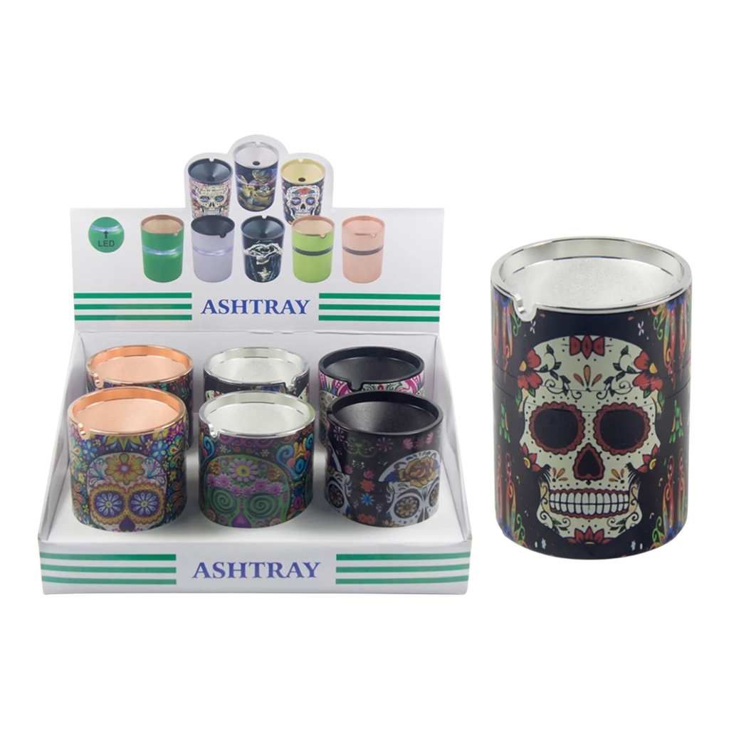 ASHTRAY CUP CANDY SKULL ASSORTMENT DESIGNS #ASHTRAY-CUP-CSK BOX OF 6