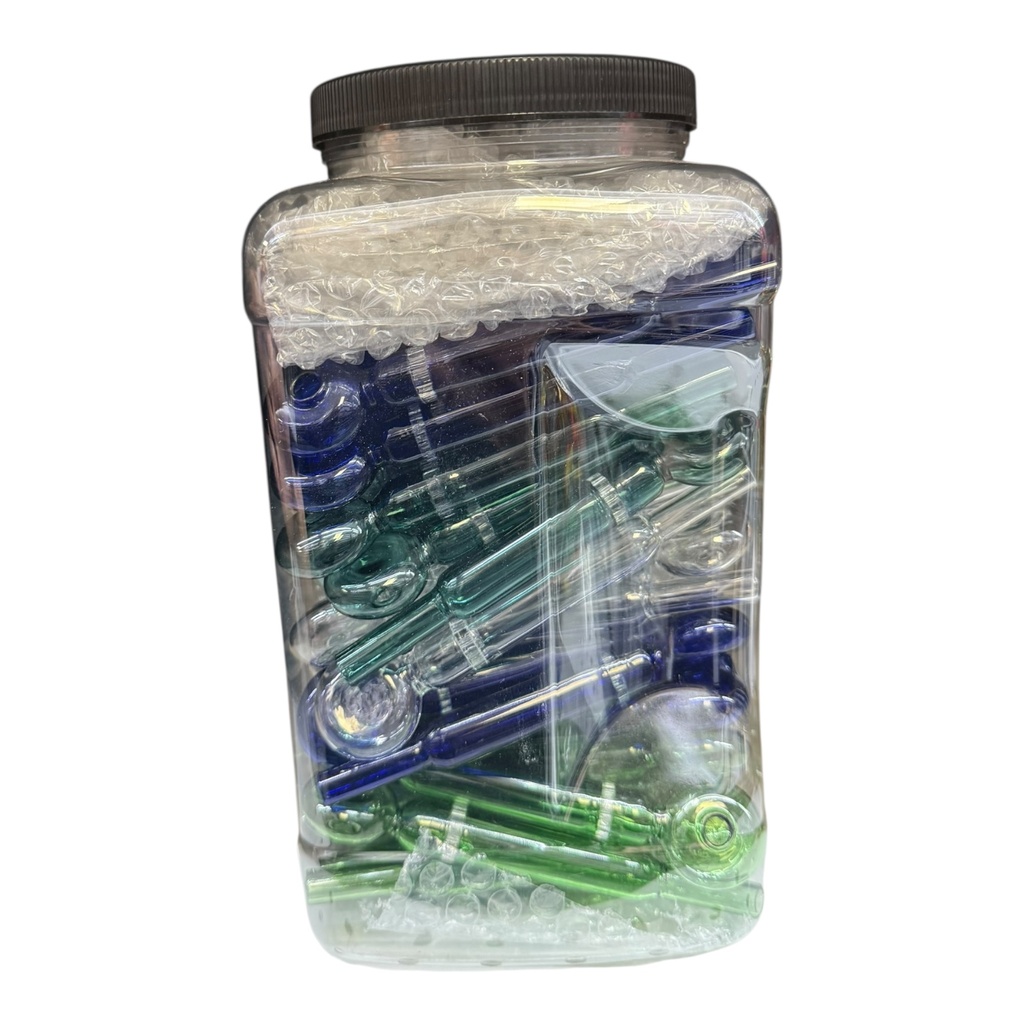 5" DESIGN MULTICOLOR HAND PIPE 50CT JAR #COD-550