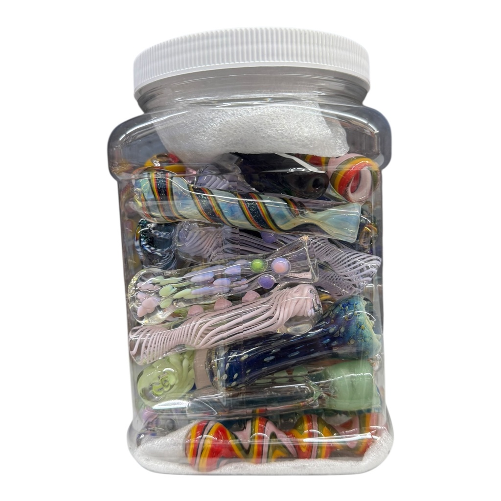 3" DYCRO GLASS CHILLUM 40CT JAR #COD-5533