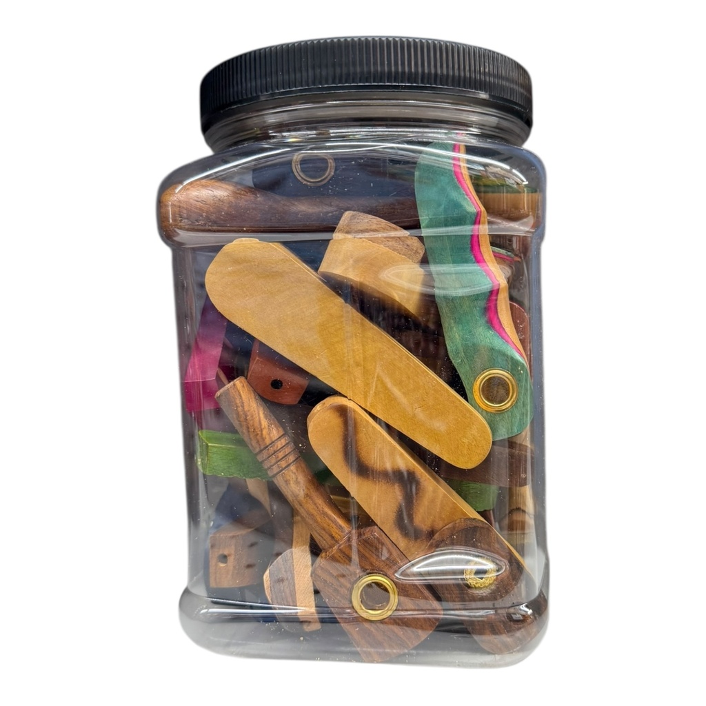 4" WOOD TOBACCO PIPE 30CT JAR #COD-2080