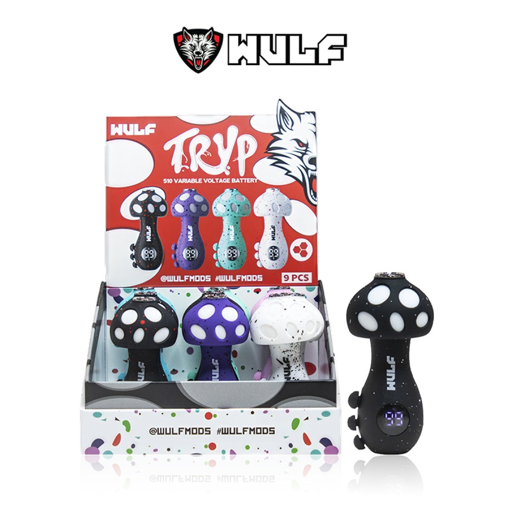 WULF TRYP MUSHROOM SHAPED 510 VARIABLE VOLTAGE BATTERY BOX OF 9