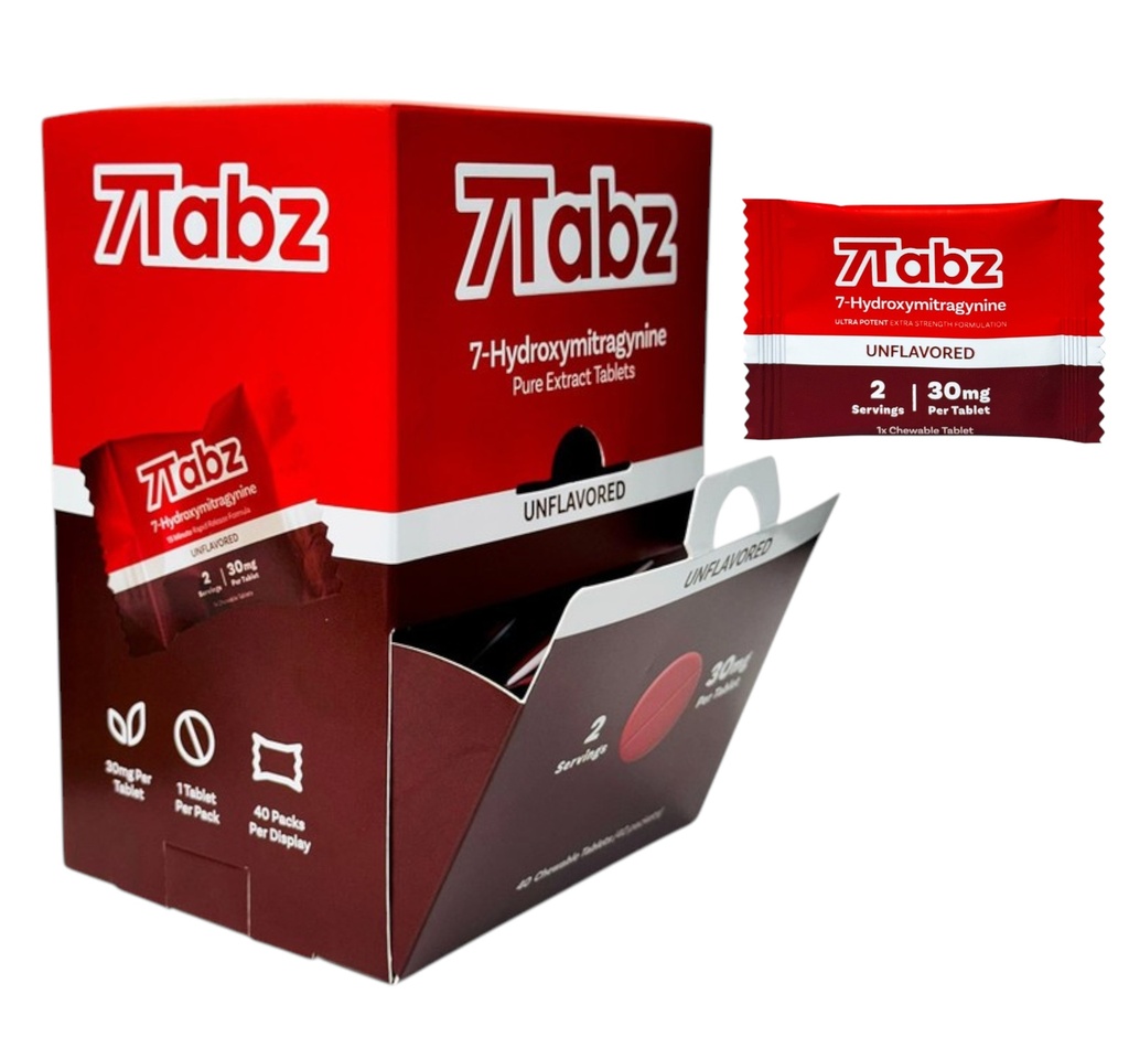 7TABZ 30MG 7-HYDROXY EXTRA STRENGTH KRATOM CAPSULES 1CT BOX OF 40