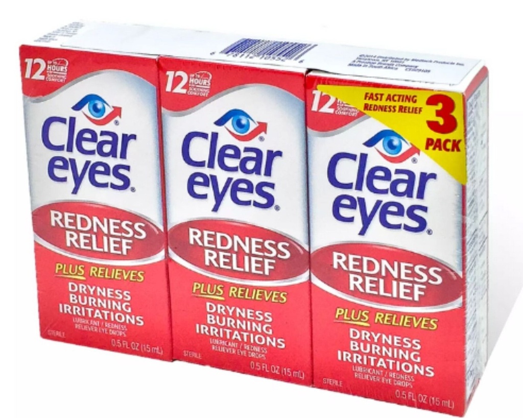 CLEAR EYES REDNESS EYE RELIEF 0.5OZ BOX OF 3