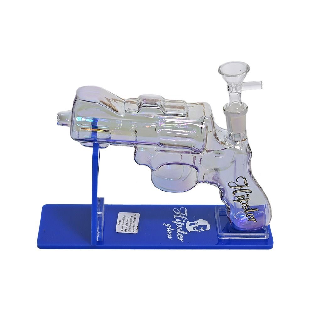HIPSTER REVOLVER GLASS WATER PIPE "7.5x5" #GS032