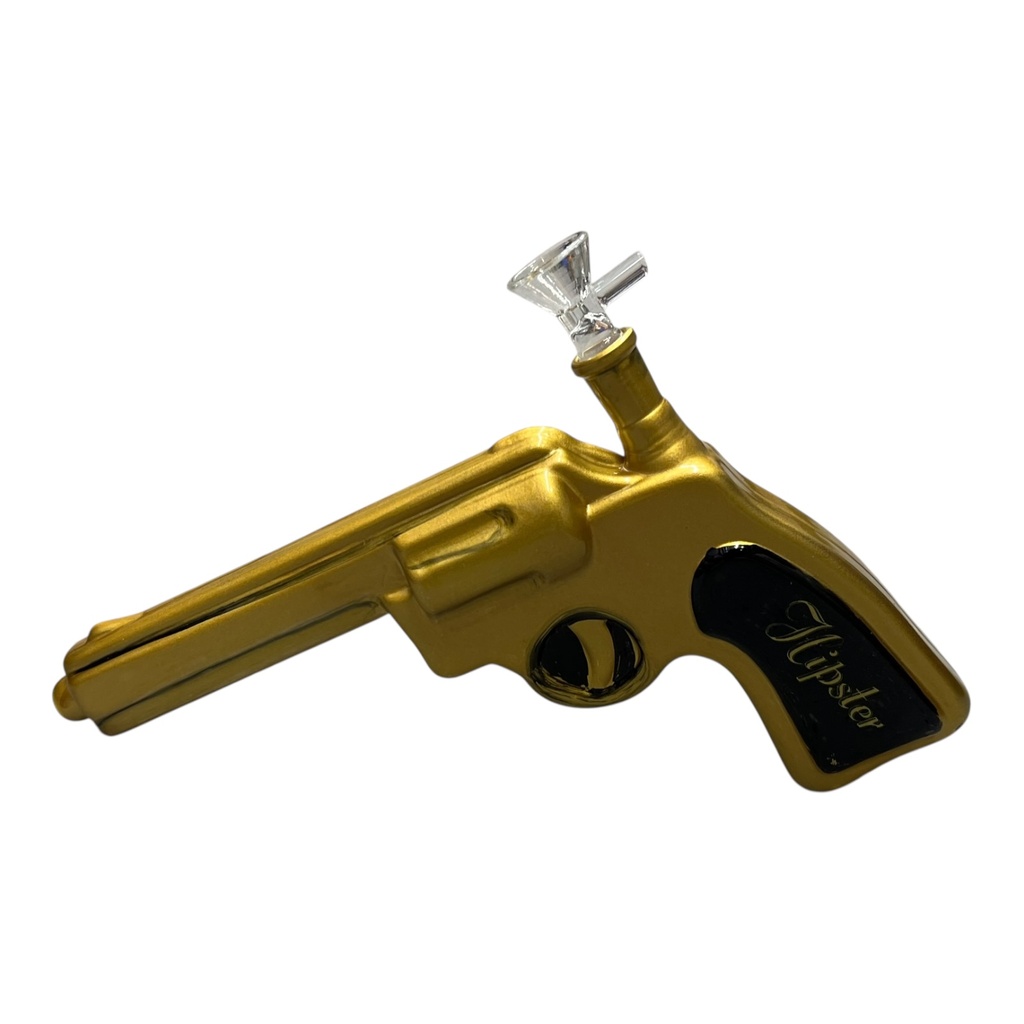 HIPSTER PISTOL GLASS WATER PIPE "10.5x6" #GS030