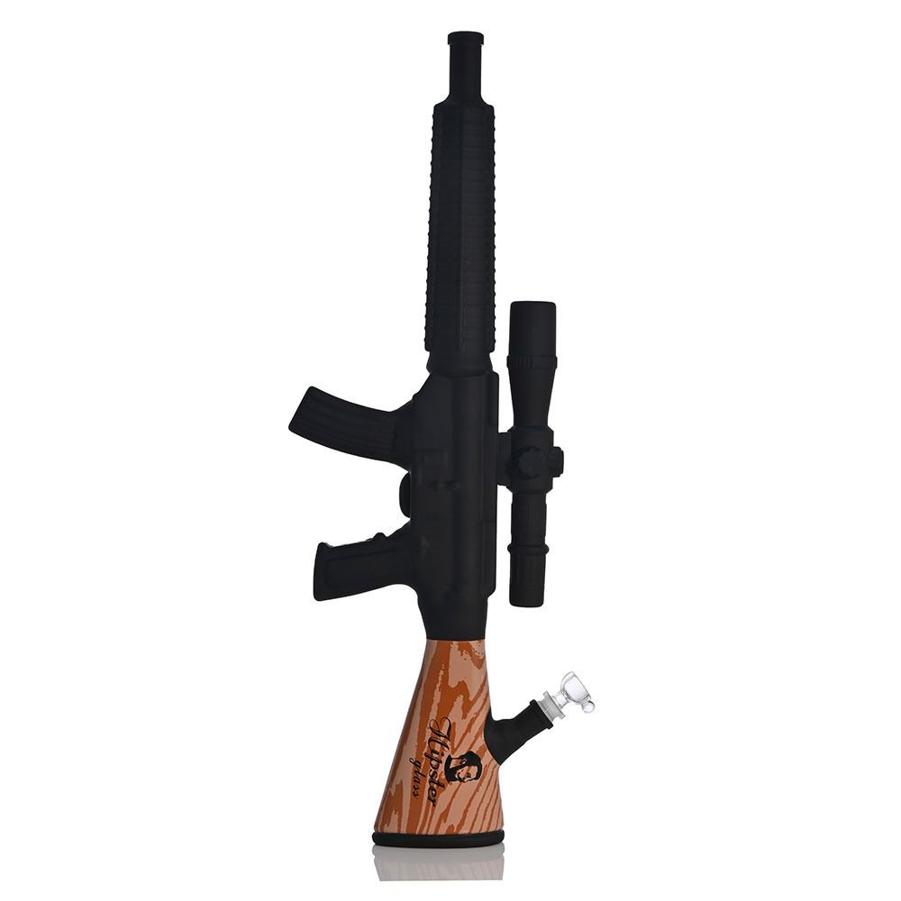 HIPSTER GUN SHAPED GLASS WATER PIPE "23.6x6" #GS021