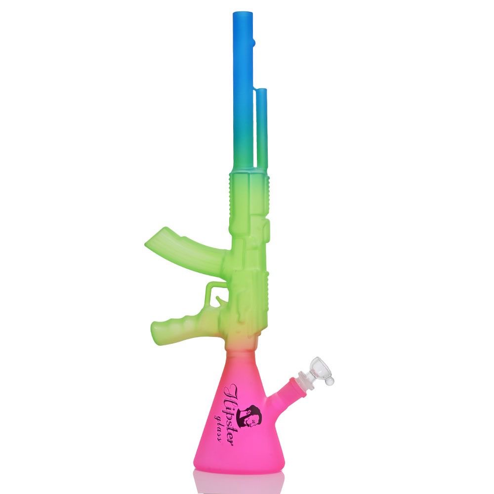 HIPSTER AK-47 GLASS SILICONE WATER PIPE #GS028 ASSORTED COLORS
