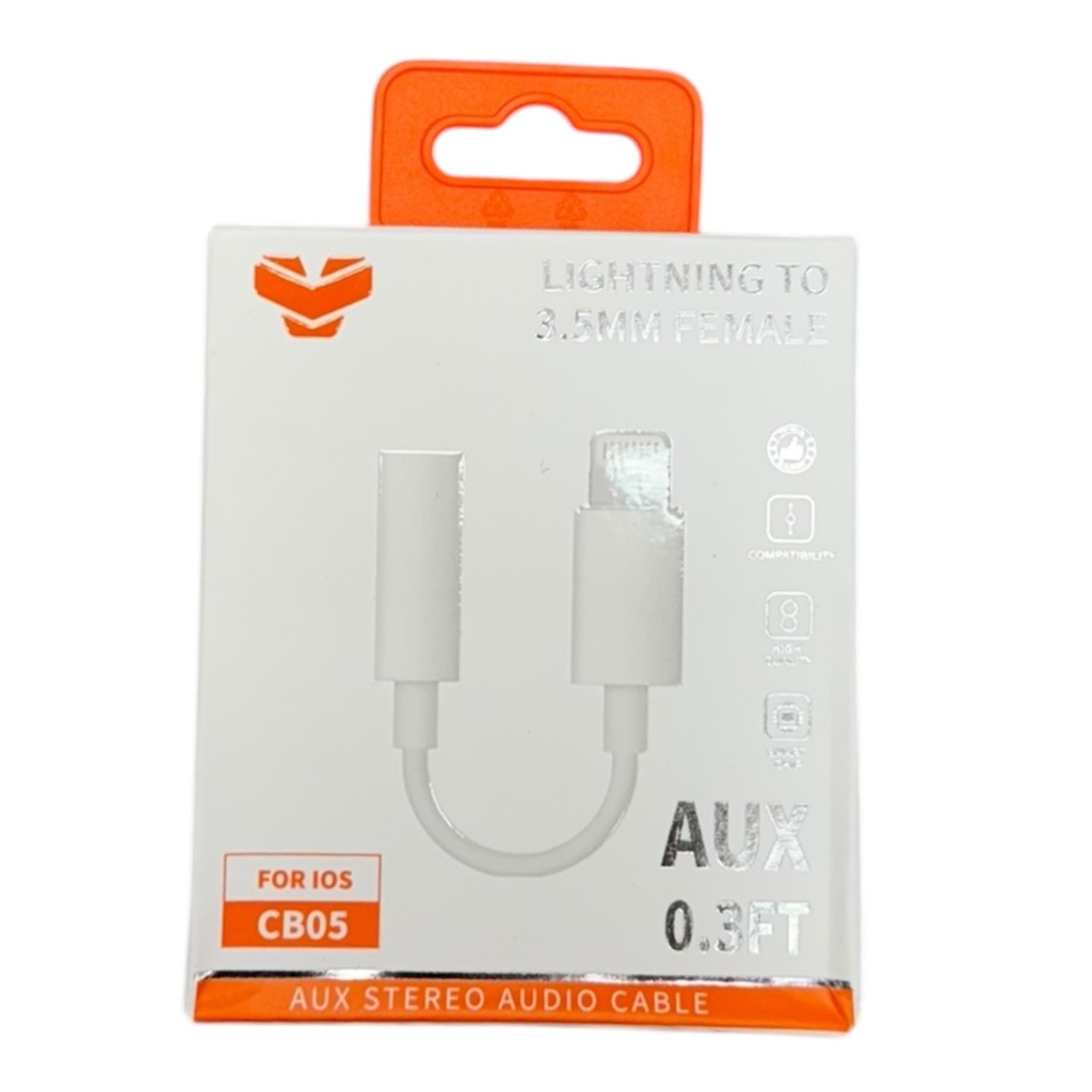 VITOG LIGHTNING TO 3.5MM FEMALE AUX 0.3FT