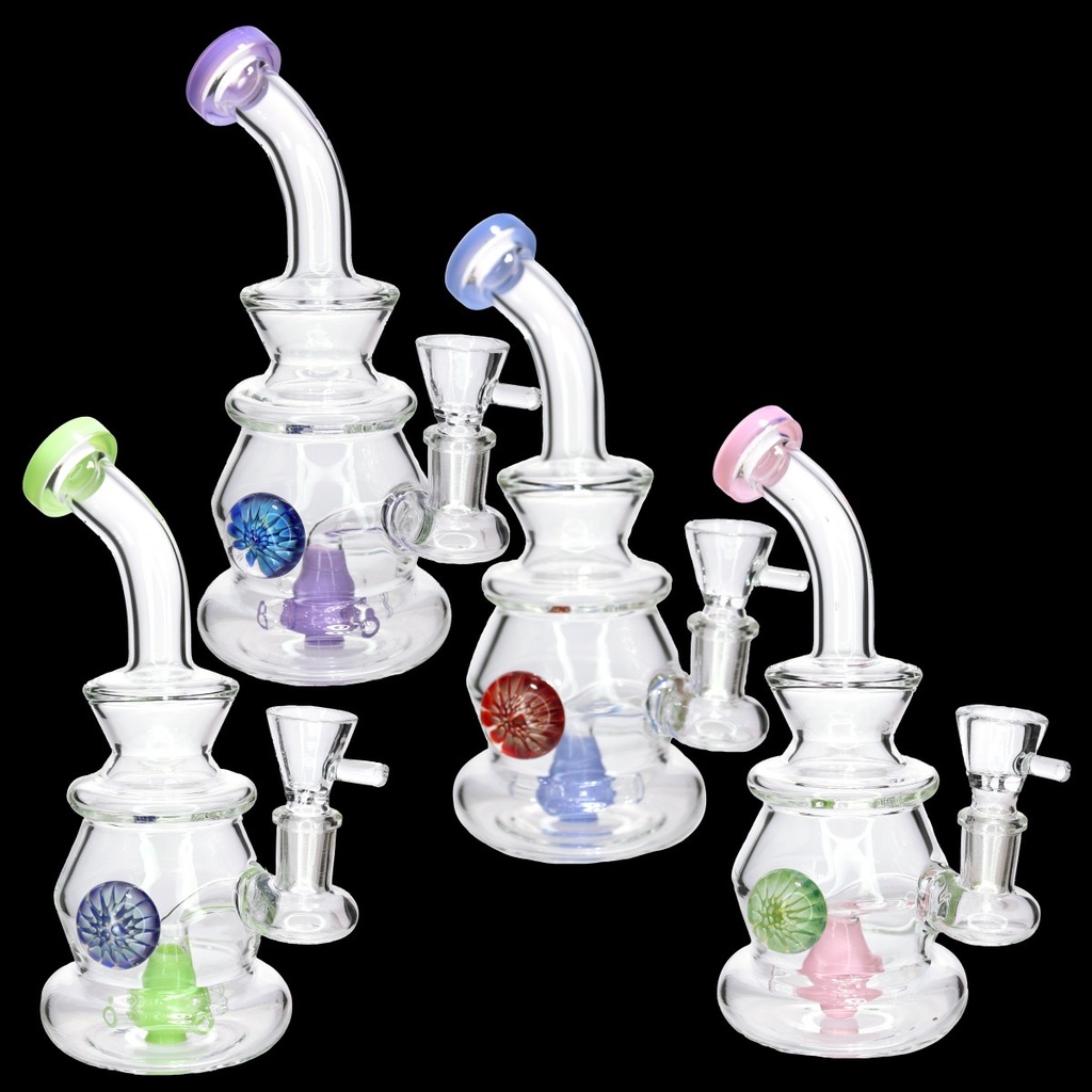 8" CLEAR COLOR TOP GLASS BONG 2 MWP-196 ASSORTED COLORS