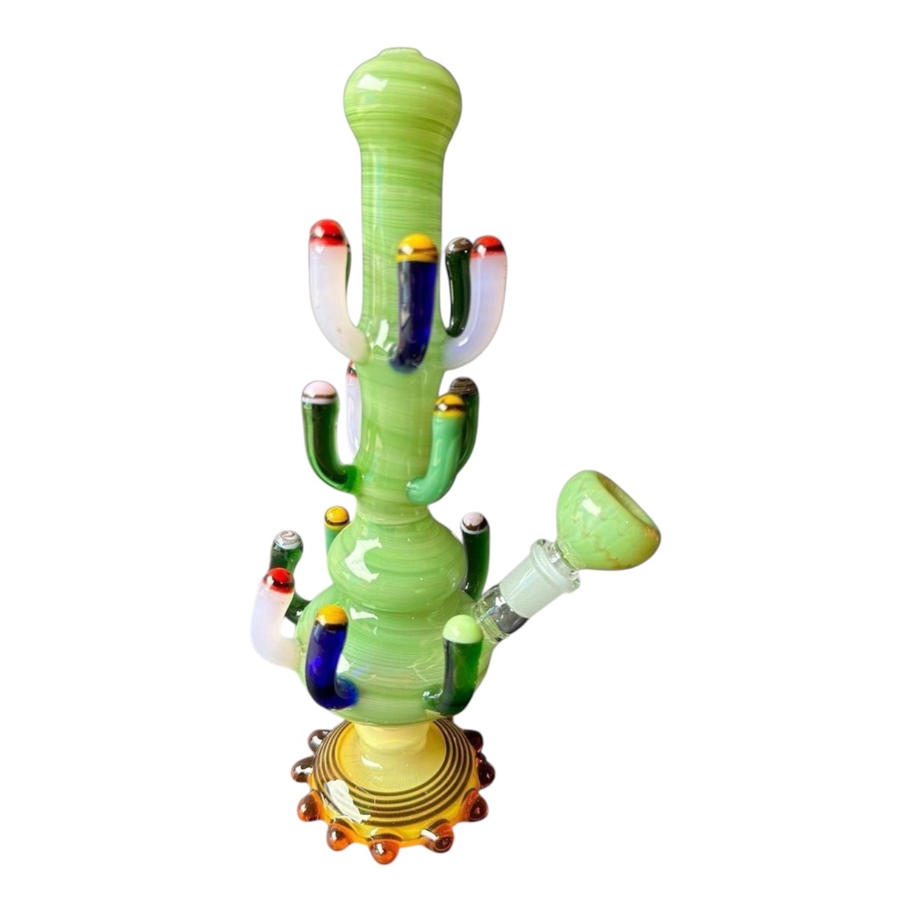 13" CACTUS GLASS BUBBLER FANCY ASSORTED COLORS
