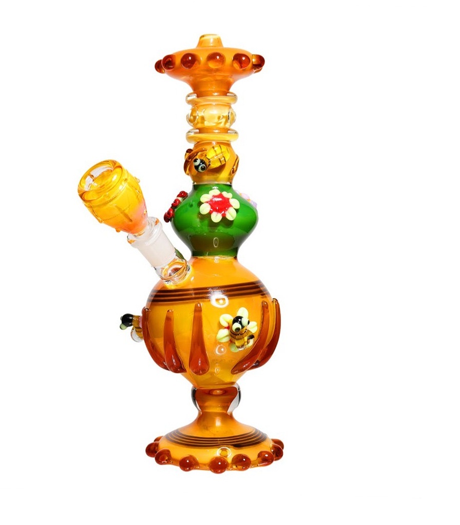 13" HONEY BEES HOUSE BUBBER FANCY GLASS ASSORTED COLORS