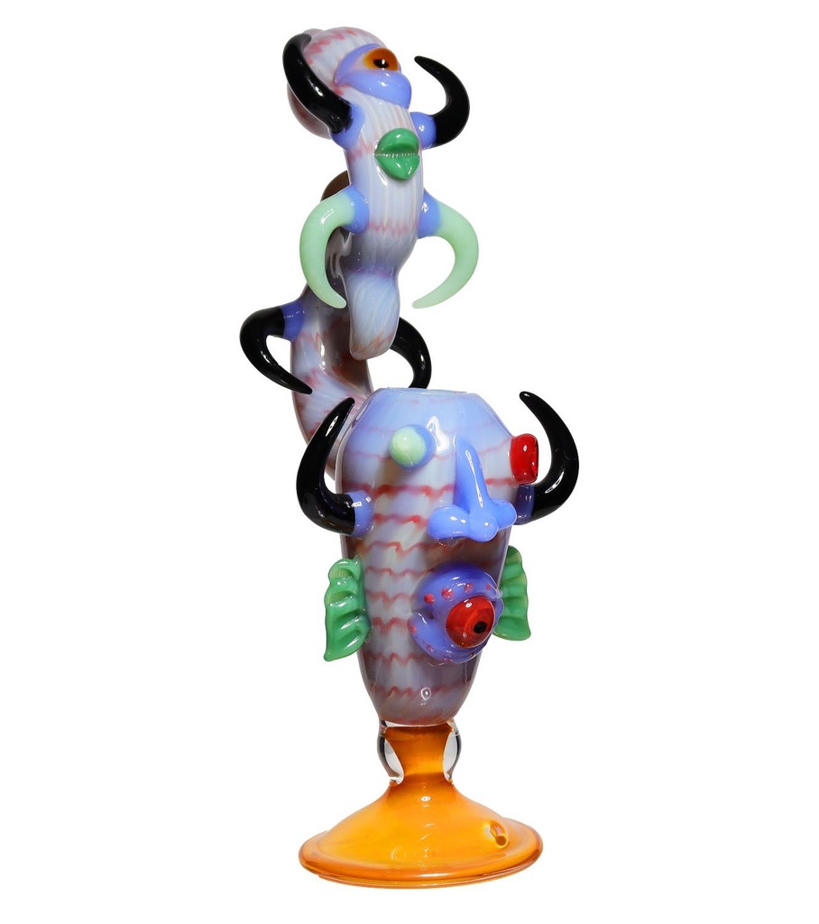 13" MONSTER BUDDY GLASS BUBBLER FANCY ASSORTED COLORS