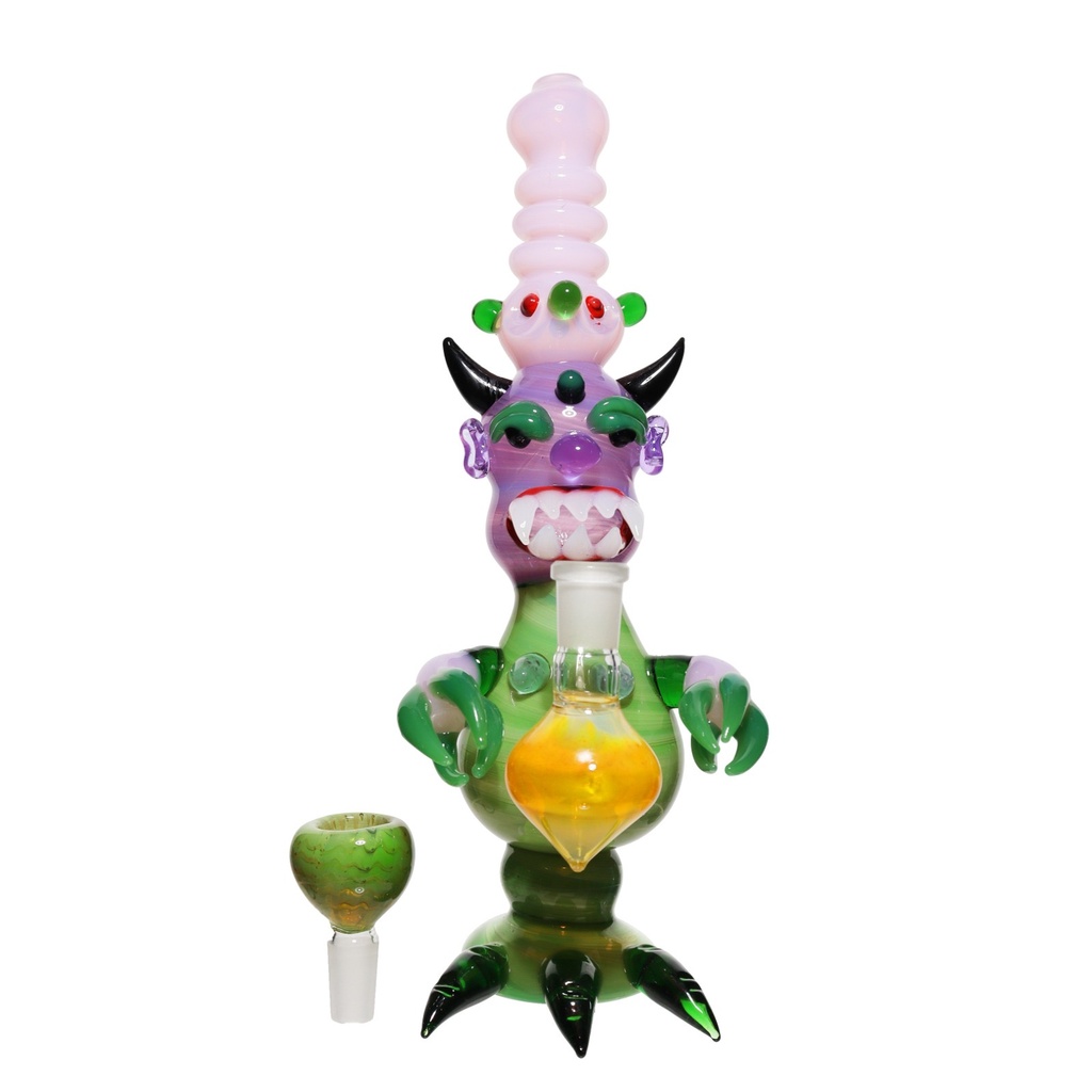 11" MONSTER TWEEZERS GLASS BUBBLER FANCY ASSORTED COLORS