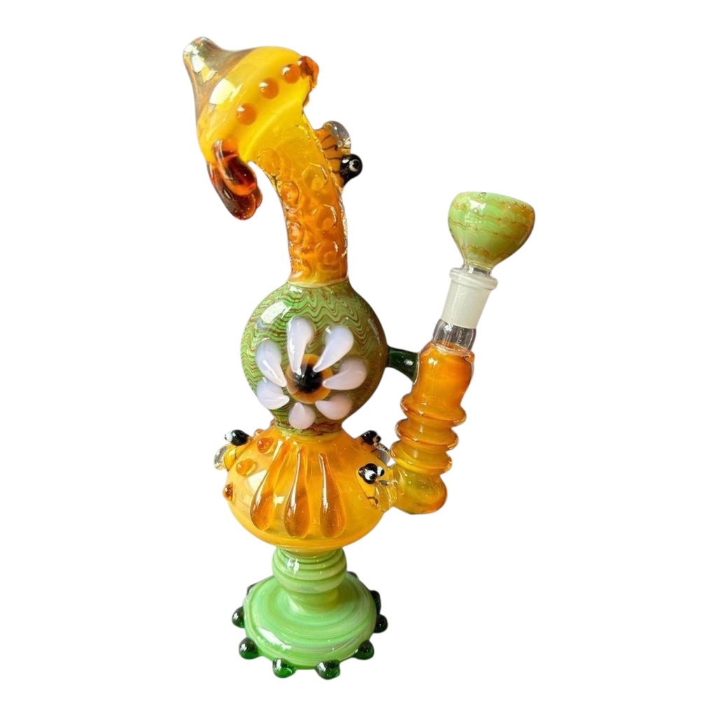 13" HONEY BEE FLOWER GLASS BUBBLER FANCY ASSORTED COLORS