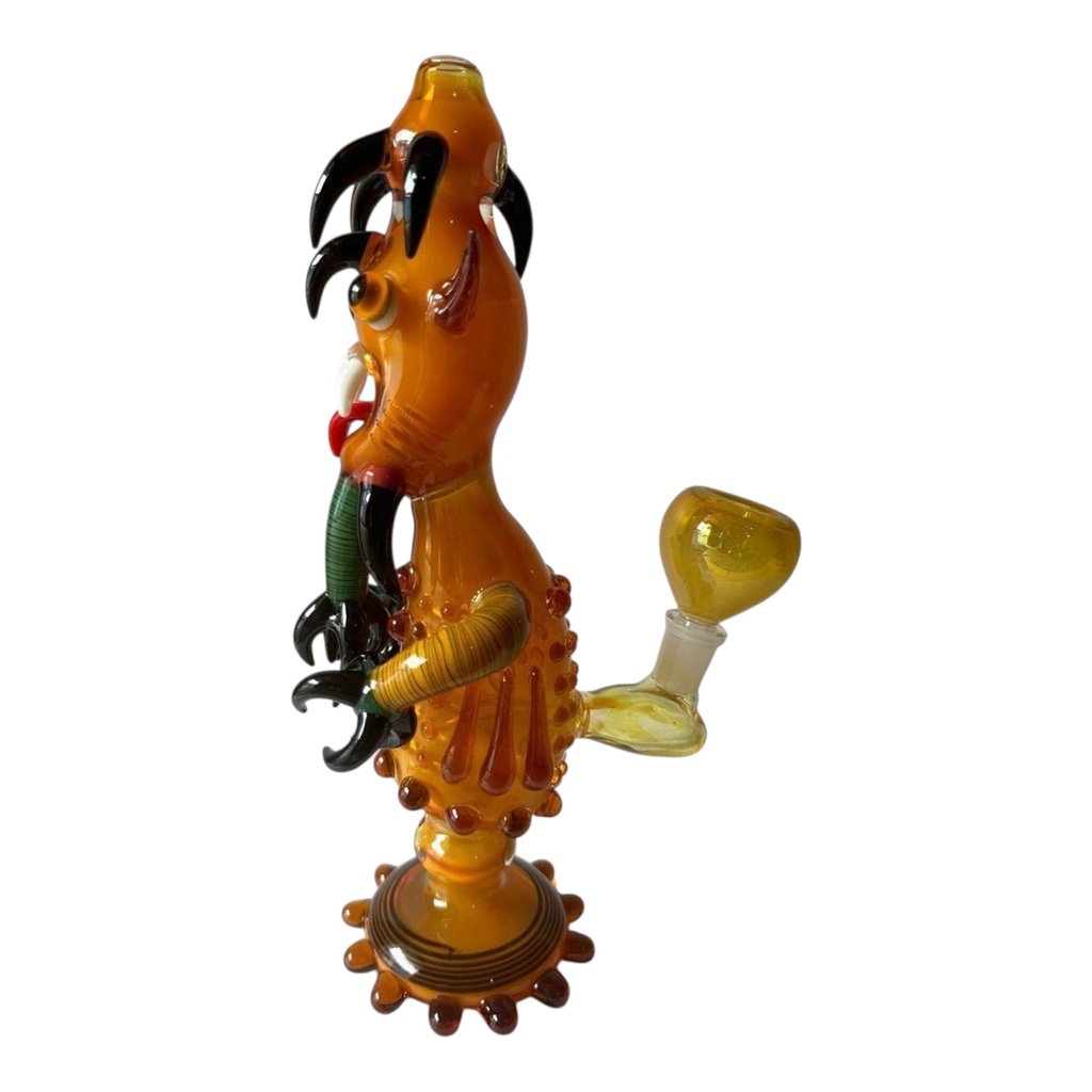 12" CRAZY MONSTER GOLDEN FANCY GLASS BUBBLER ASSORTED COLORS
