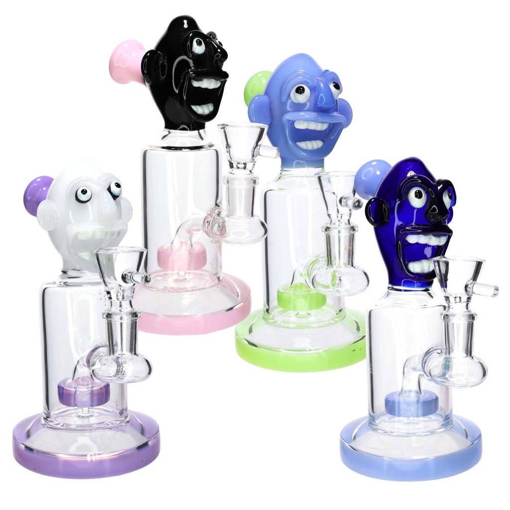 9" MONSTER FACE CRAZY MWP-183 GLASS BONG ASSORTED COLORS