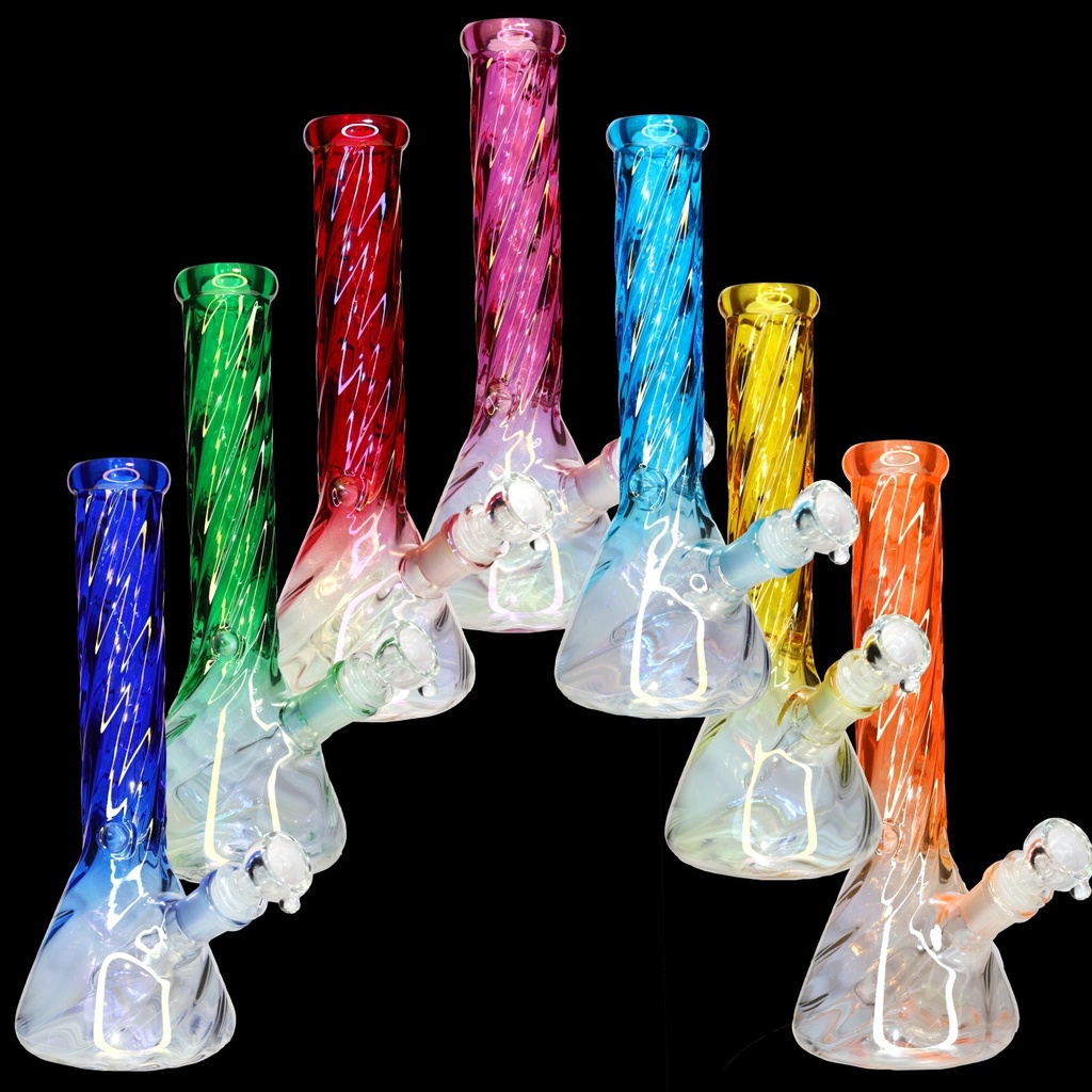 12" TWIST GLASS FANCY BEAKER BONG MWP-182 ASSORTED COLORS