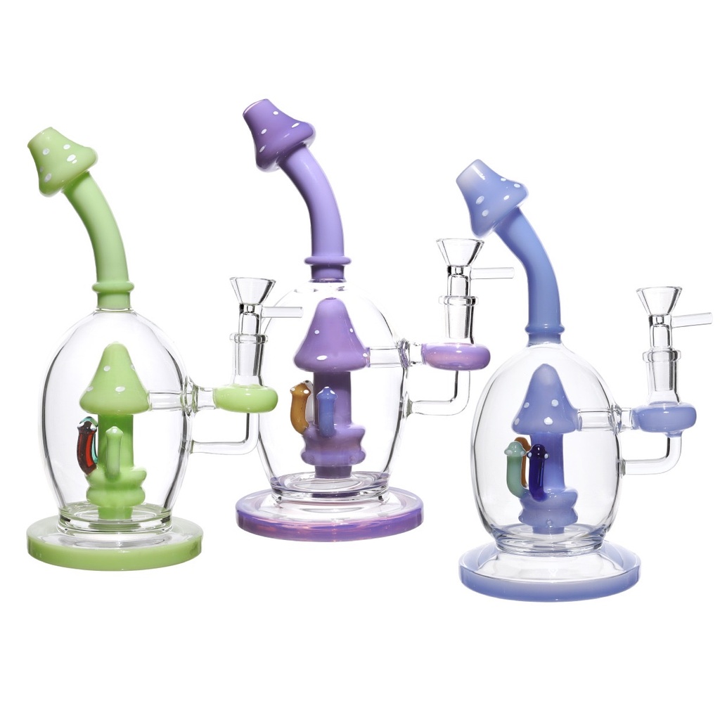 9" CAPSULE MUSHROOM GLASS BONG WP-22 ASSORTED COLORS