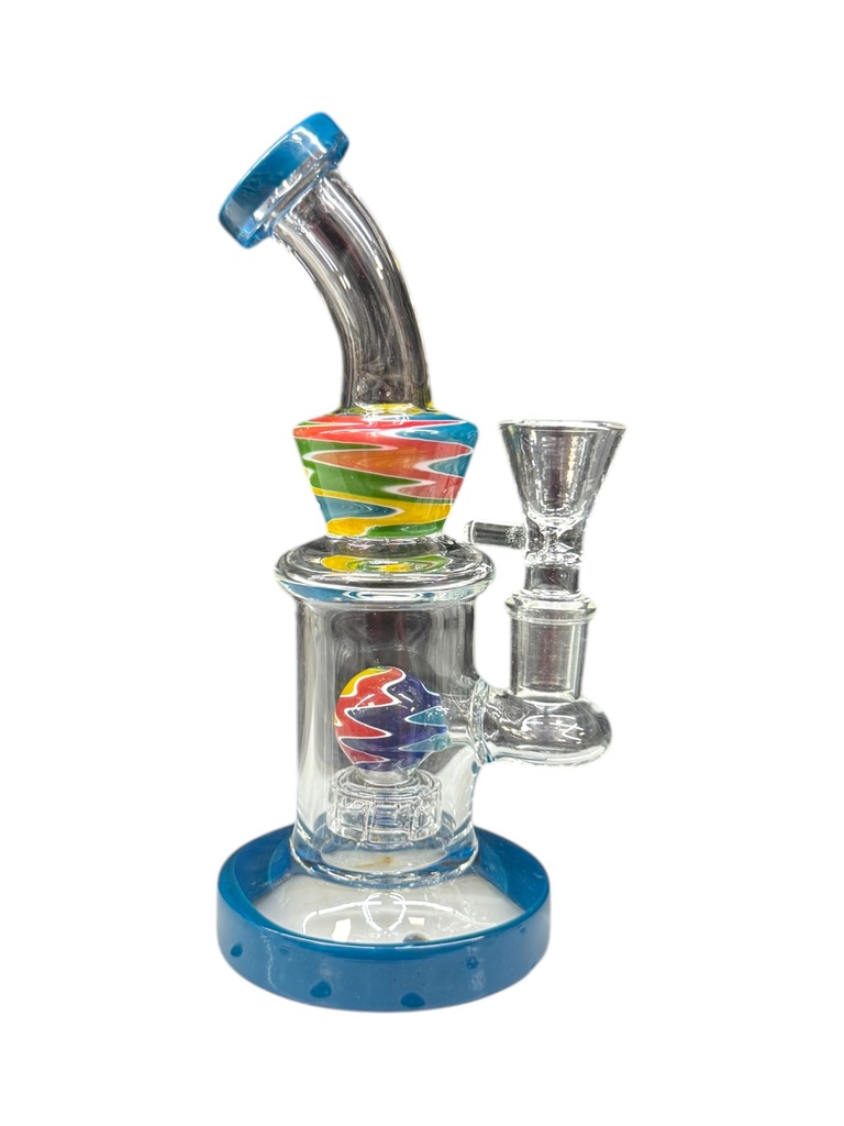 7" STRAIGHT WIG WAG PERC VENT GLASS BONG ASSORTED COLORS