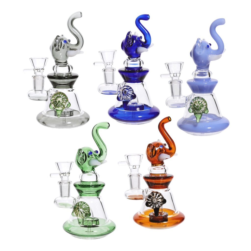 6" ELEPHANT SHOWER HEAD MINI GLASS BONG MWP-10 ASSORTED COLORS