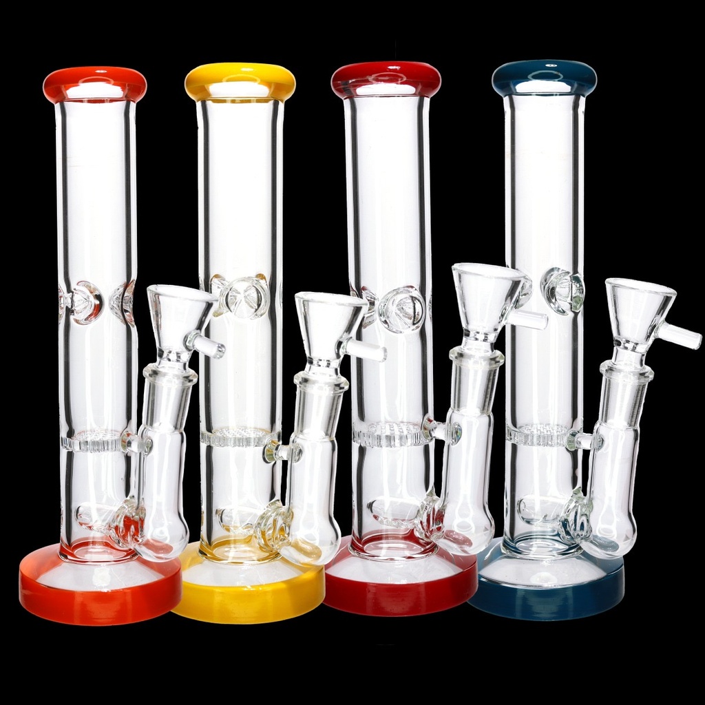 8" STRAIGHT TUBE HONEYCOMB GLASS BONG MWP-191 ASSORTED COLORS