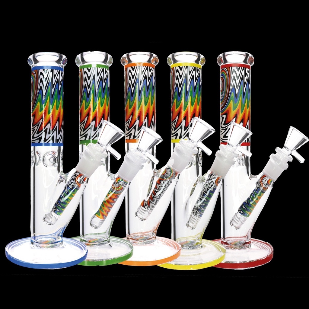10" WIG WAG STRAIGHT TUBE GLASS BONG MWP-168-S ASSORTED COLORS