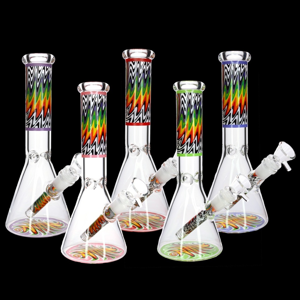 10" WIG WAG BEAKER TUBE GLASS BONG MWP-168-B ASSORTED COLORS