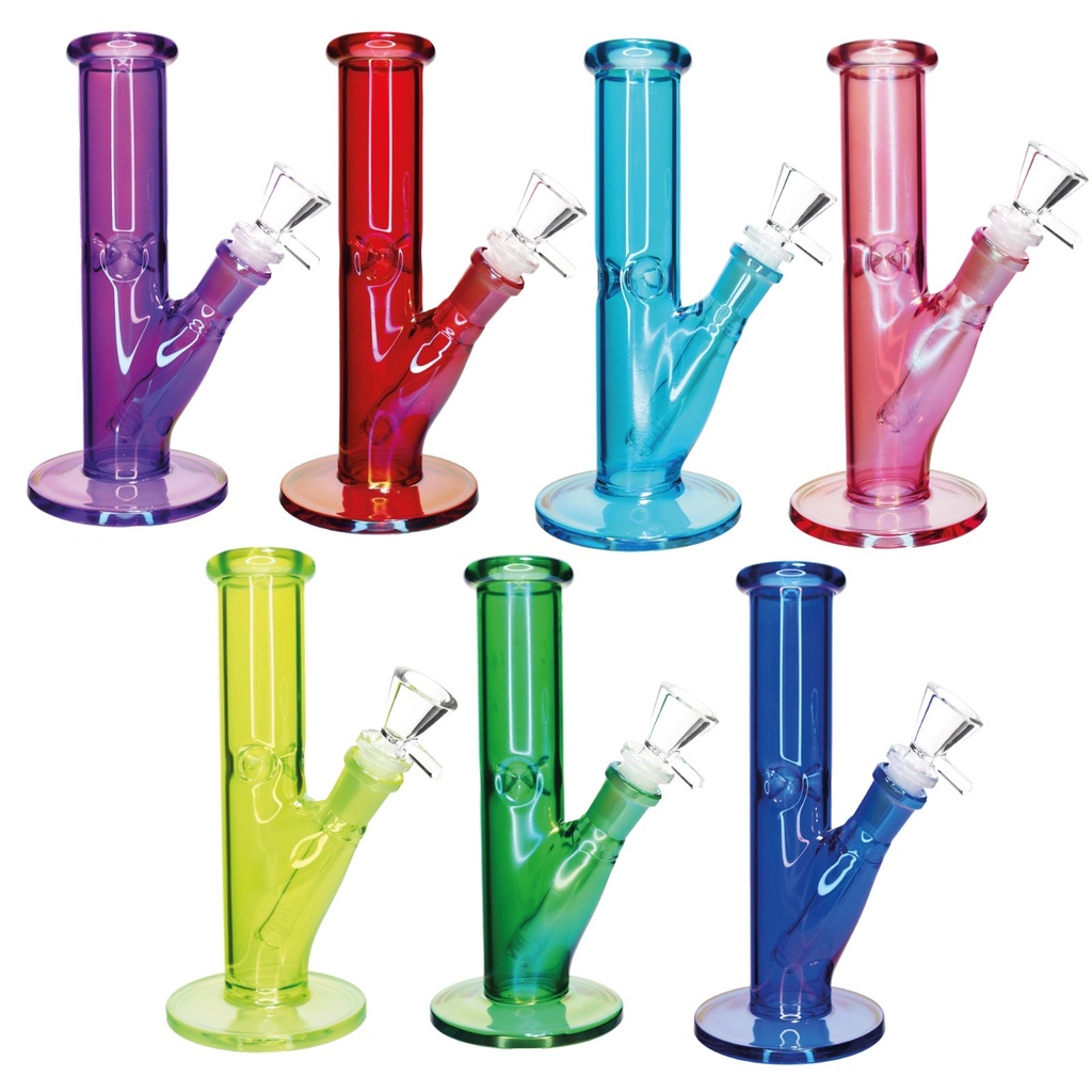8" UV GLASS STRAIGHT BONG MWP-140-S ASSORTED COLORS