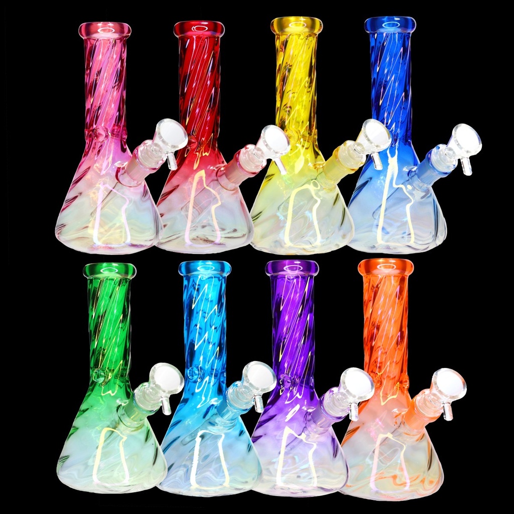 8" TWIST GLASS FANCY BEAKER BONG MWP-181 ASSORTED COLORS