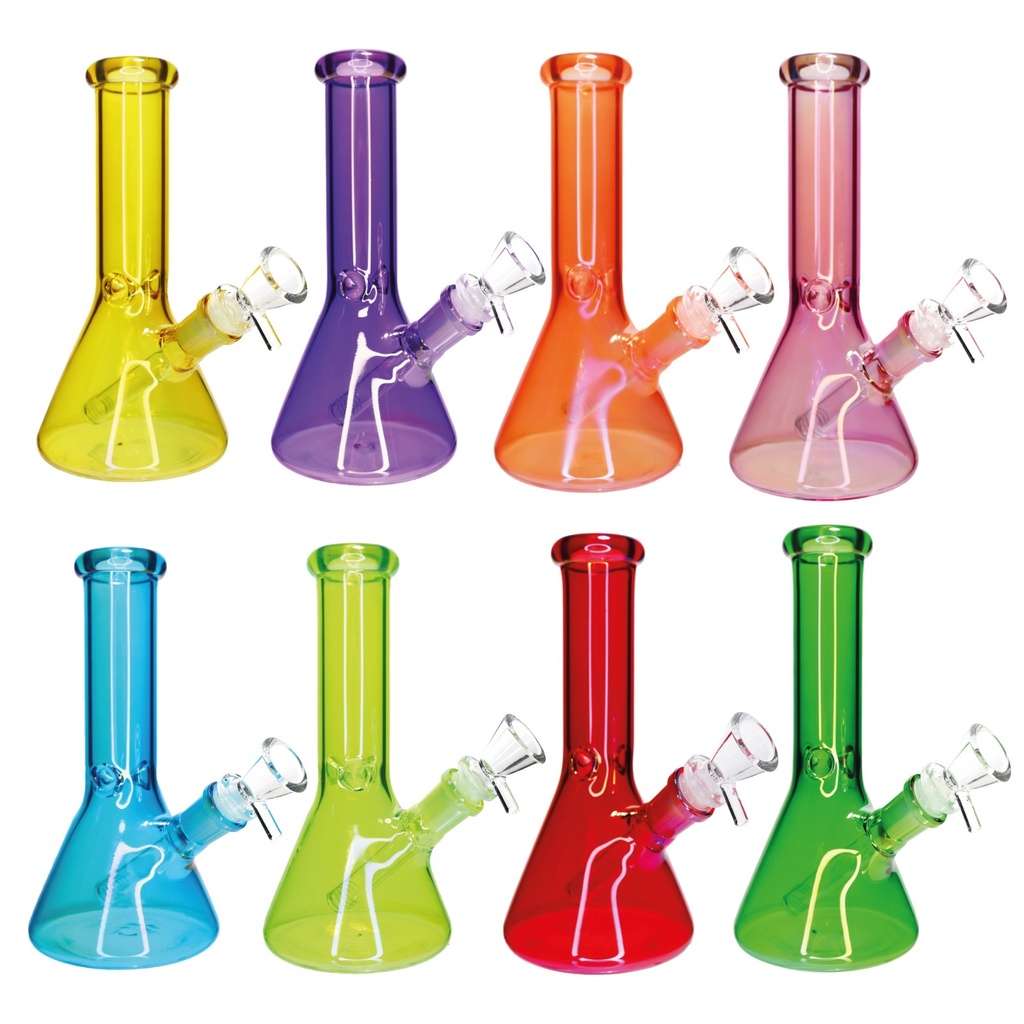 8" UV GLASS BEAKER BONG MWP-140-B ASSORTED COLORS