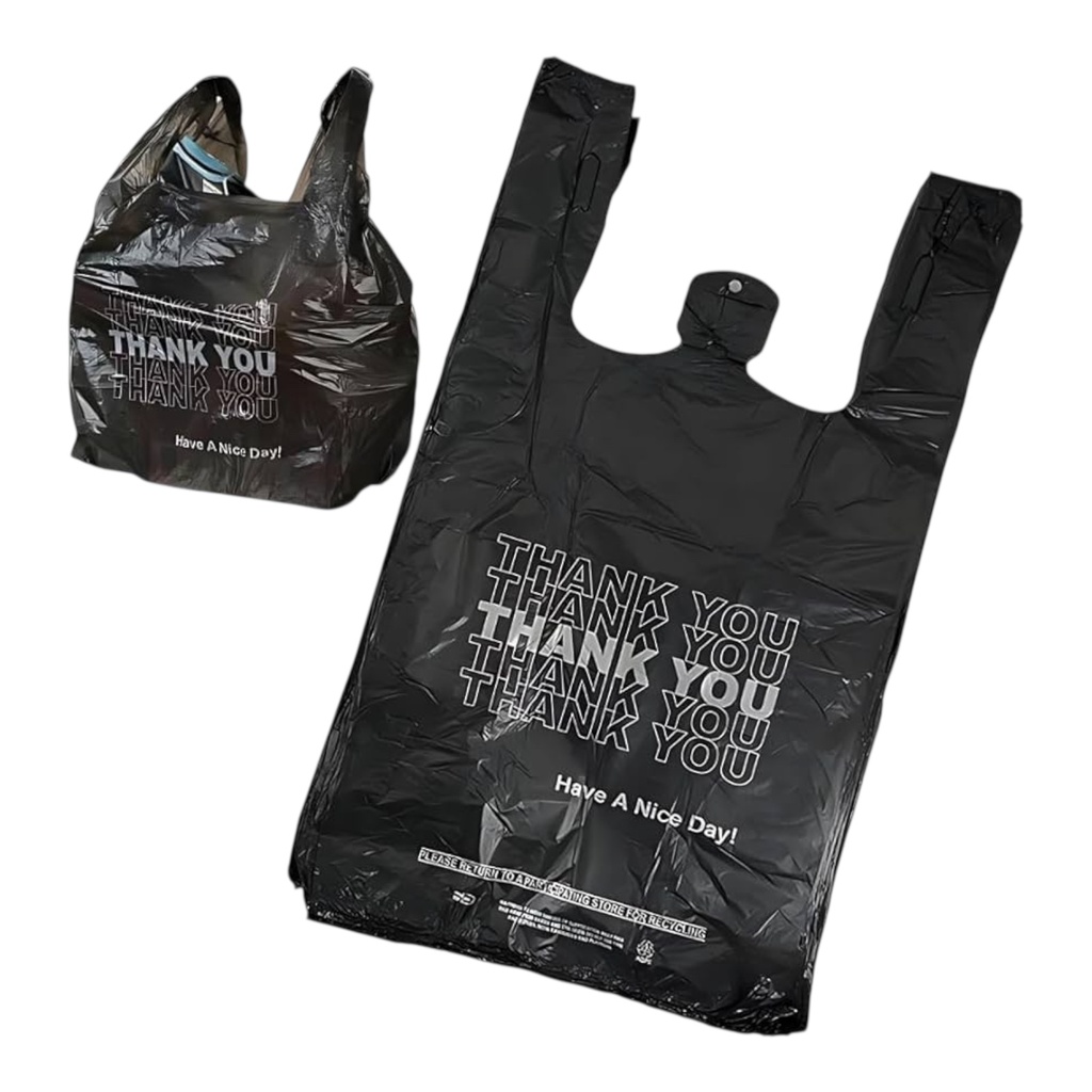 SHOPPING BAGS 1/6 BLACK THANK YOU 400CT