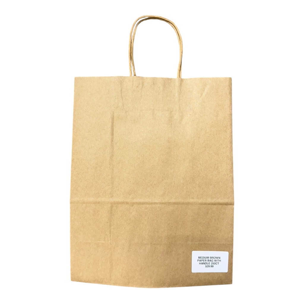 MEDIUM BROWN PAPER BAG WITH HANDLE 250CT