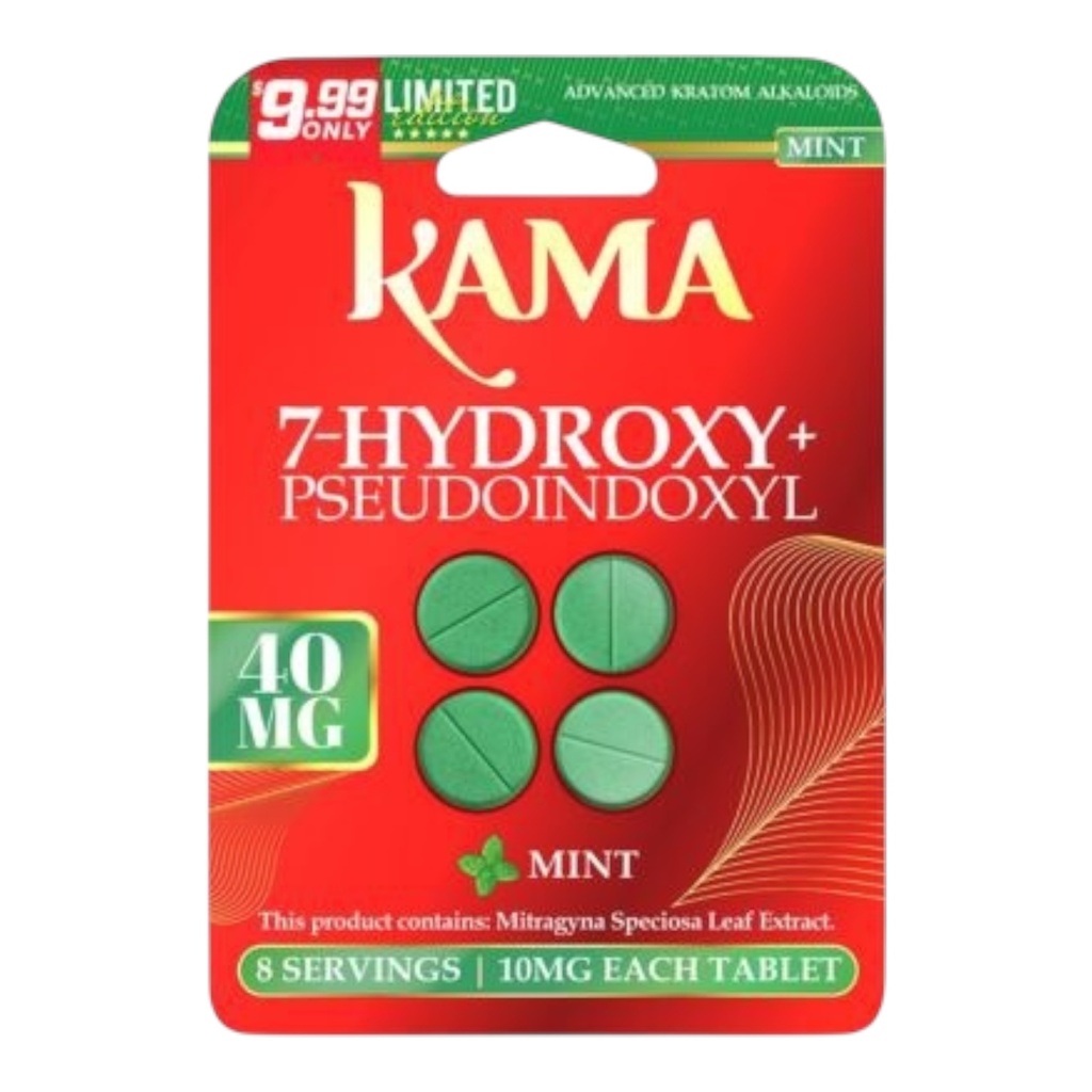 KAMA 10MG 7-HYDROXY + PSEUDO KRATOM BLISTER CAPSULES 4CT **PRE-PRICED $9.99**