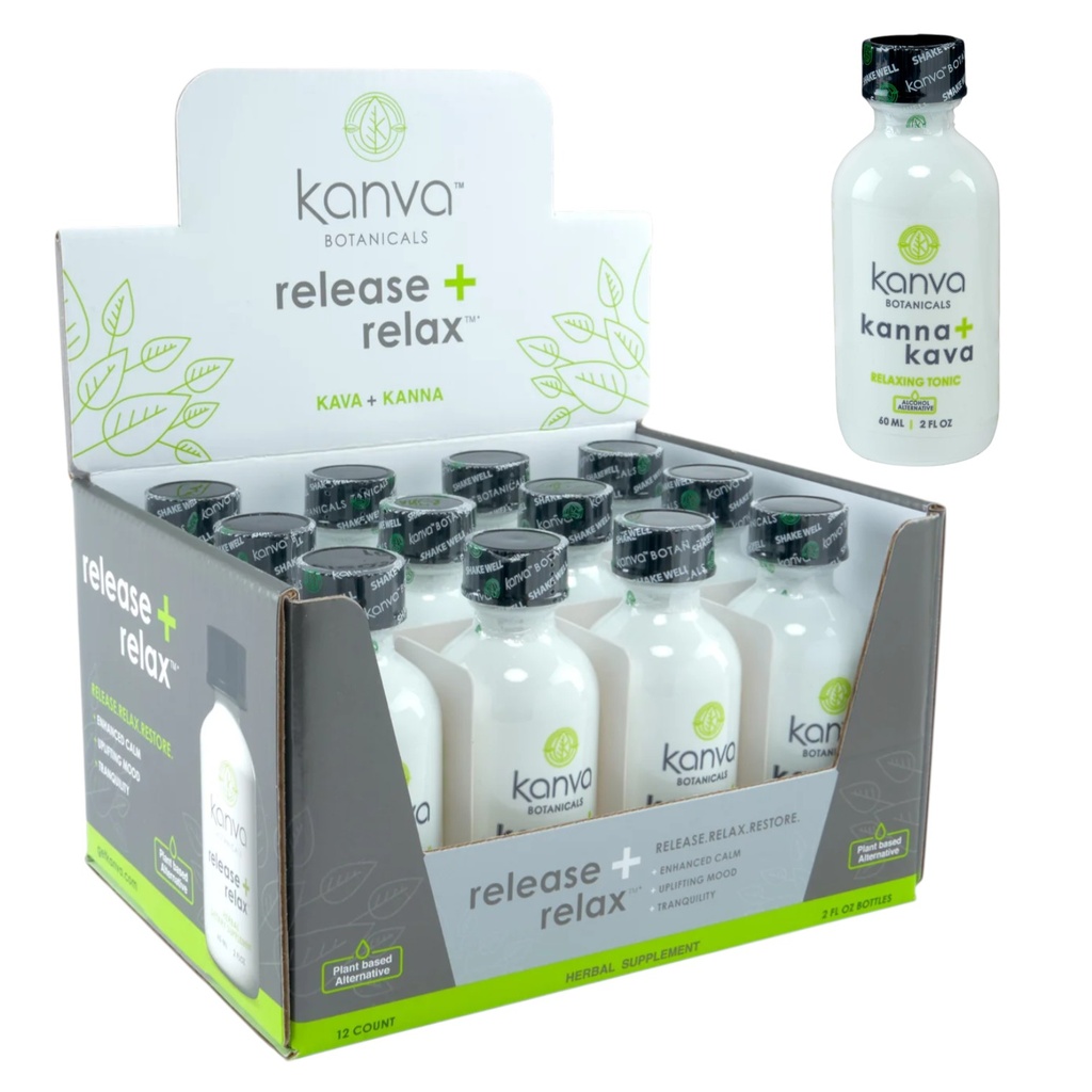 KANVA BOTANICALS KAVA + KANNA RELEASE + RELAX SHOTS BOX OF 12