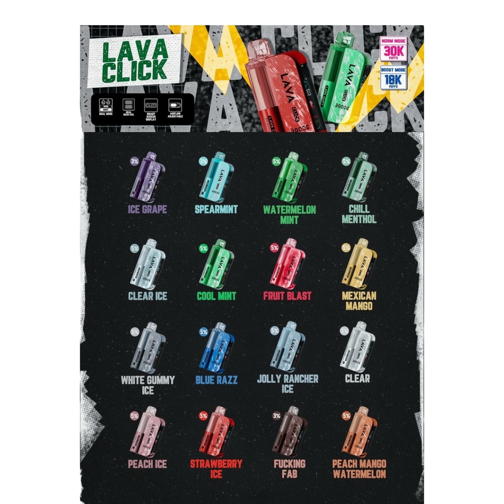 LAVA CLICK KIT DISPOSABLE 30000 PUFFS BOX OF 5