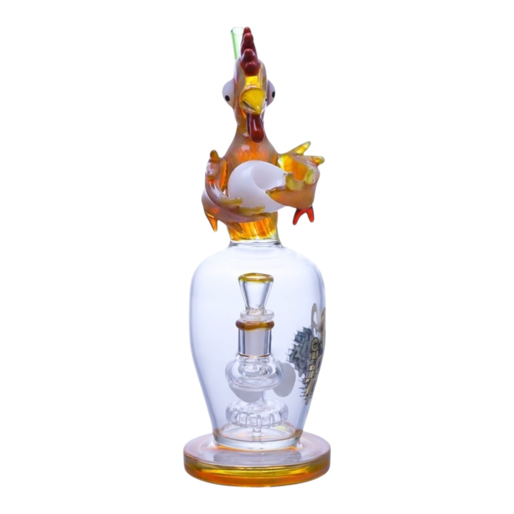 CHEECH WHAT CAME FIRST THE CHICKEN OR THE EGG 11" GLASS WATER PIPE #CHE-389