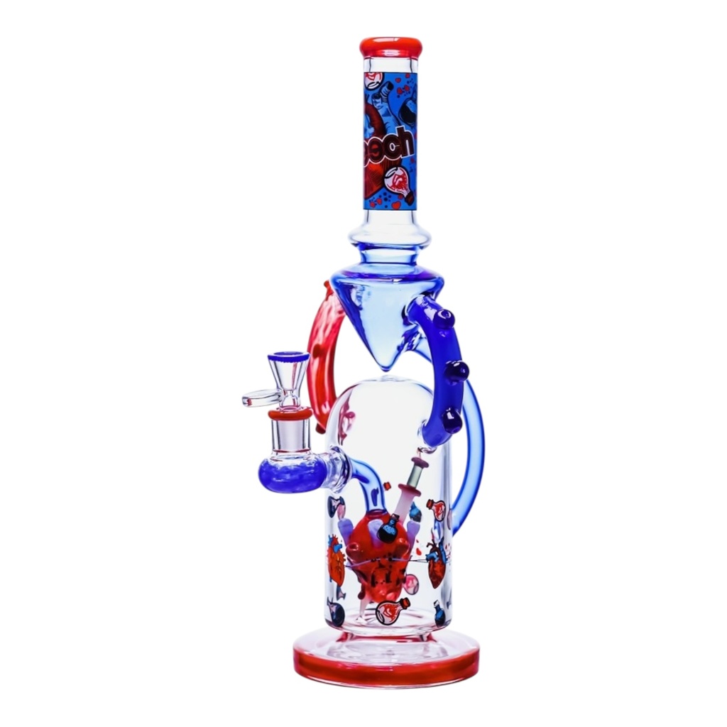 CHEECH HEART SURGEONS WEEKEND RELAXATION KIT 14" GLASS WATER PIPE #CHE-368