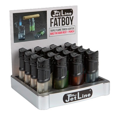 JETLINE FATBOY TRIPLE FLAME POCKET TORCH LIGHTERS BOX OF 16