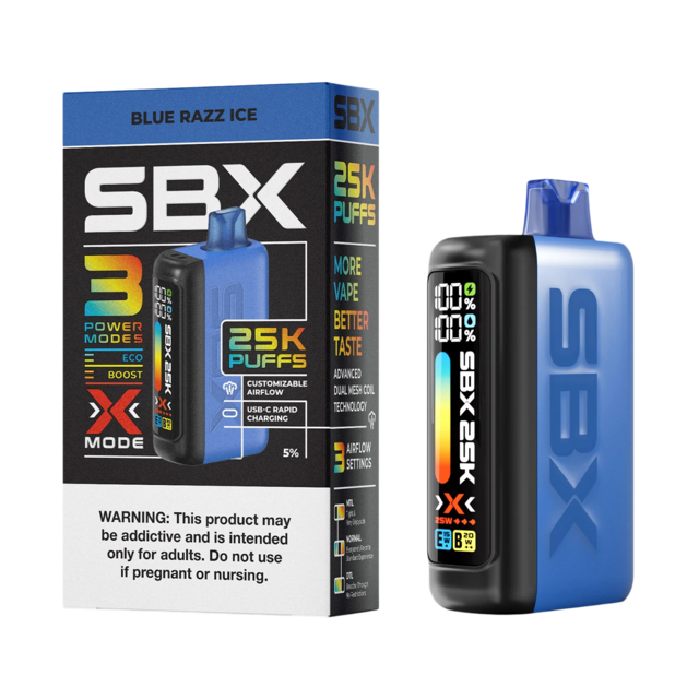 SBX 5% DISPOSABLE 25000 PUFFS BOX OF 5