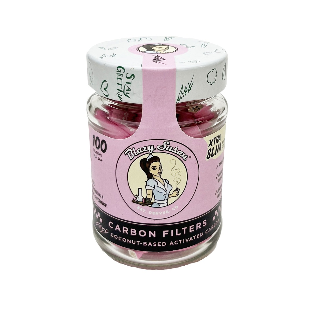 BLAZY SUSAN PINK XTRA SLIM 5.9MM CARBON FILTERS 100CT JAR