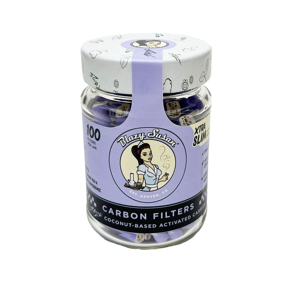 BLAZY SUSAN PURPLE XTRA SLIM 5.9MM CARBON FILTERS 100CT JAR