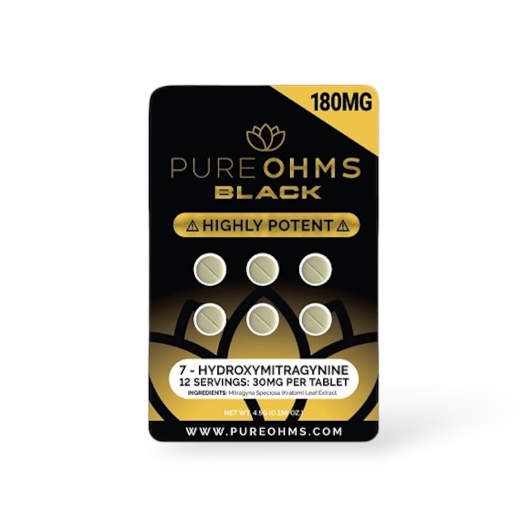 PURE OHMS BLACK 30MG 7-HYDROXY CAPSULES BLISTER 6CT