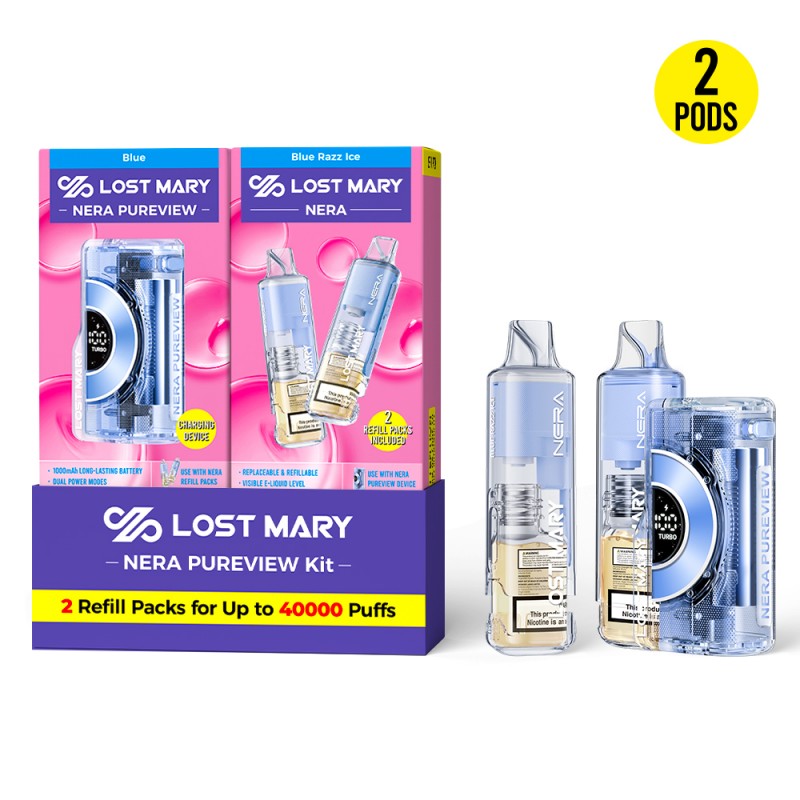 LOST MARY NERA PUREVIEW 40K 5% DISPOSABLE KIT (DEVICE + 2CT REFILL PACK BUNDLE)