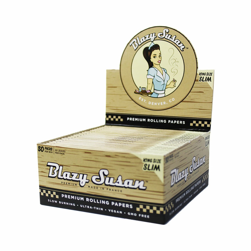 BLAZY SUSAN UNBLEACHED KING SIZE SLIM DELUX ROLLING KIT PAPERS BOX OF 20