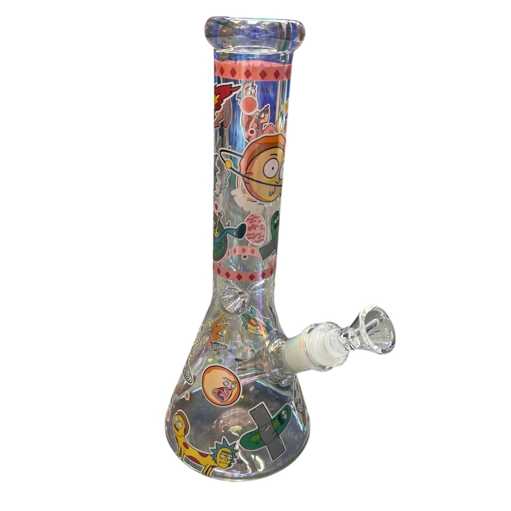 10" GLOW IN THE DARK CARTOON UNIVERSE GLASS WATER PIPE #CH009